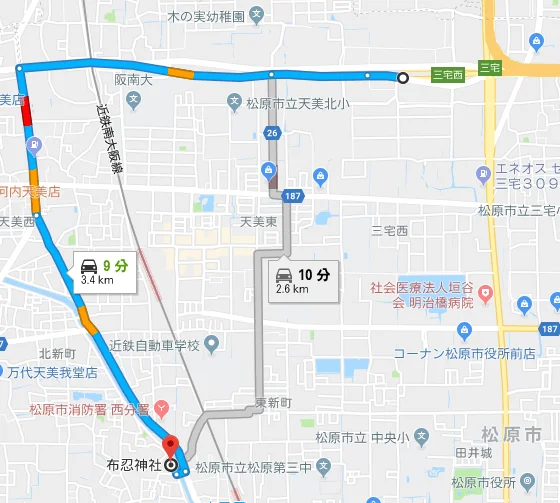 近畿自動車道から布忍神社までのアクセス3